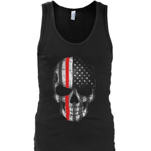 X Max Sports Other - NEW Thin Red Line Skull Men's Tank Top #2387564